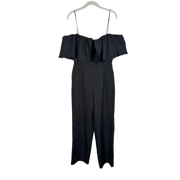 Sam Edelman Off the Shoulder Jumpsuit Black Sz 4 Minimalist Party Glam Cocktail - Picture 4 of 10